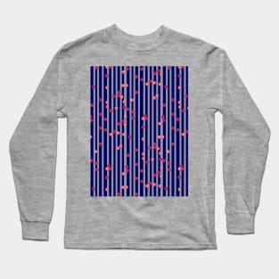 Stripes, Dots - Blue and Grey Long Sleeve T-Shirt